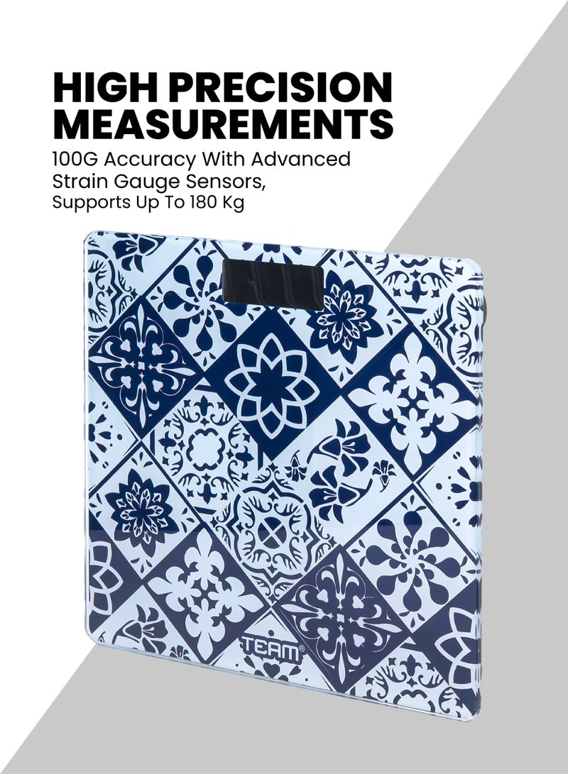 TEAM Digital Bathroom Scale – High Precision Strain Gauge, 180kg Capacity, LCD Display, Auto On/Off, Tempered Glass, AAA Battery Powered - Image 3